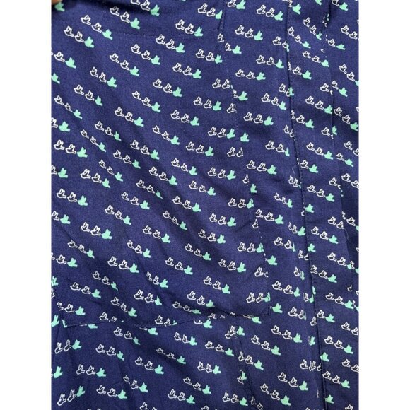 Maeve‎ Navy Blue Button Up Blouse Bird Print Size 12 Long Sleeve Shirt - Picture 3 of 5